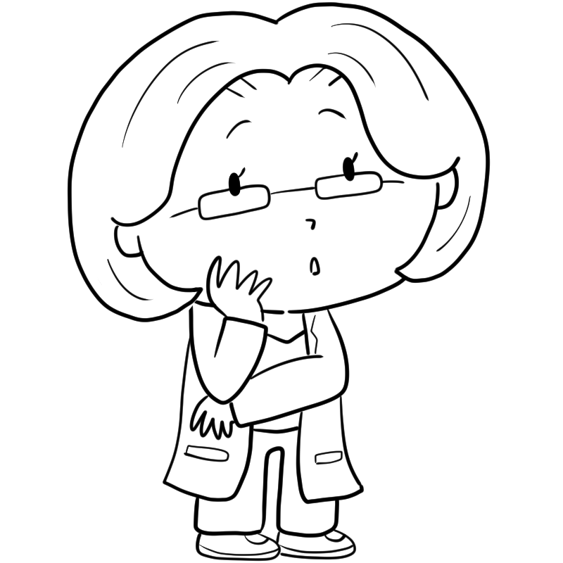 考える女性の医者のかわいいぬり絵