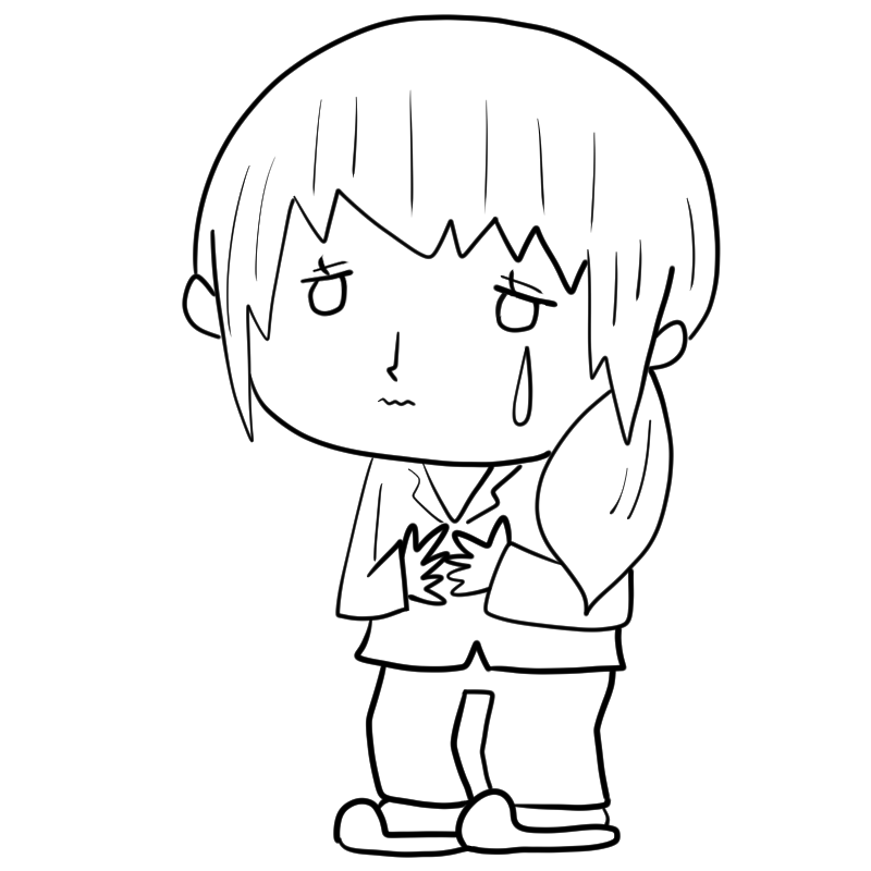 泣く女性の入院患者のかわいいぬり絵