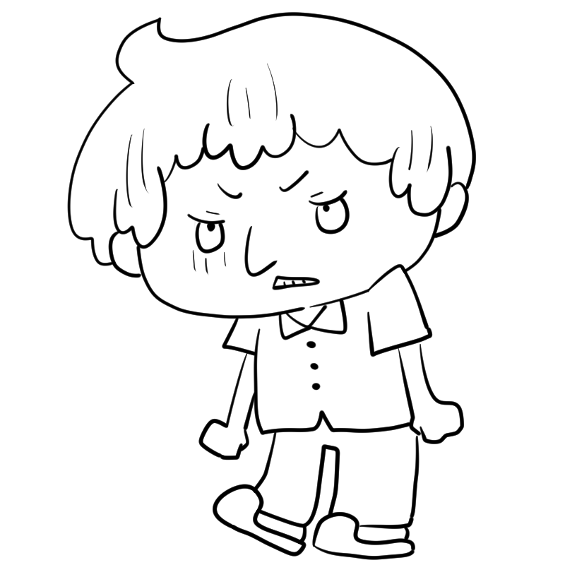 怒る男性の入院患者のかわいいぬり絵