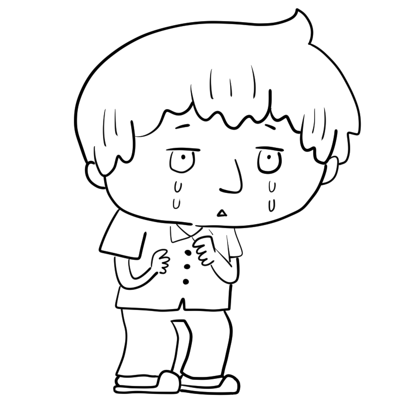 泣くパジャマの男性のかわいいぬり絵