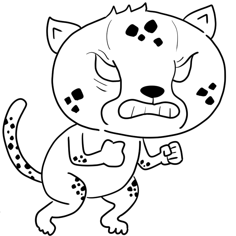怒るチーターのかわいいぬり絵