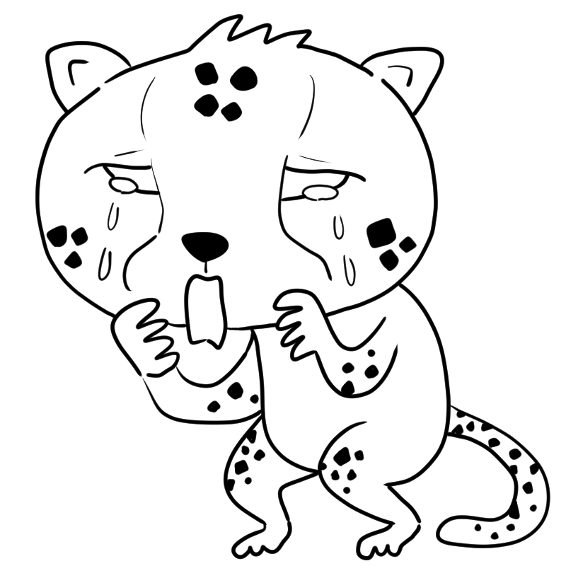 泣くチーターのかわいいぬり絵