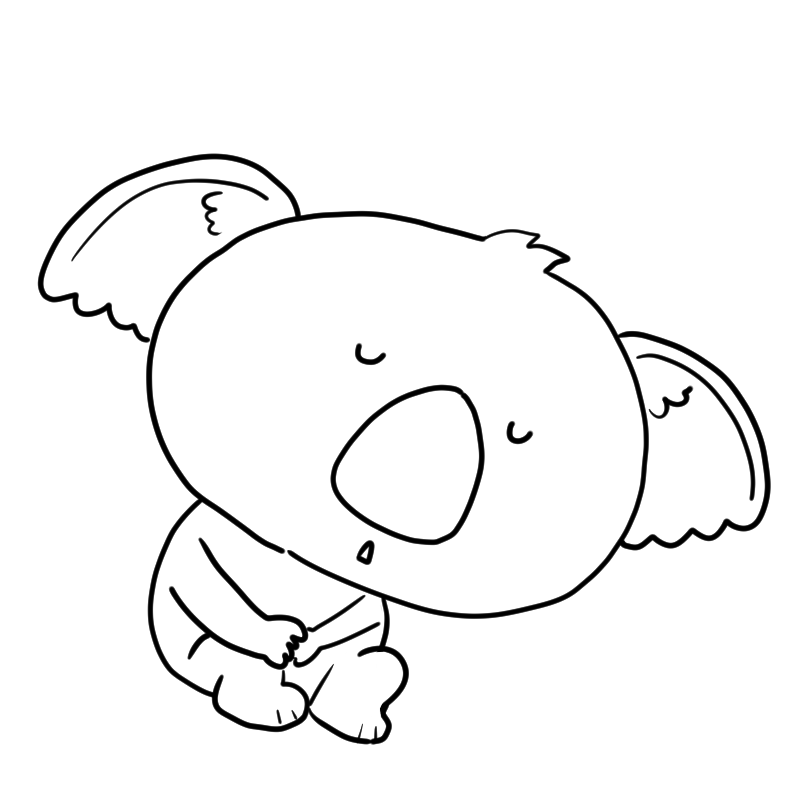 寝るコアラのかわいいぬり絵
