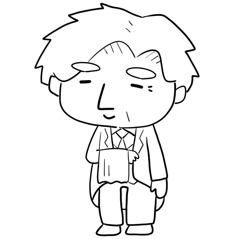 待機する執事のかわいいぬり絵