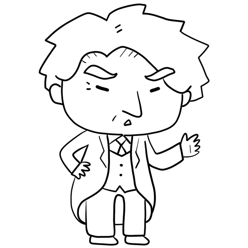 怒る執事のかわいいぬり絵
