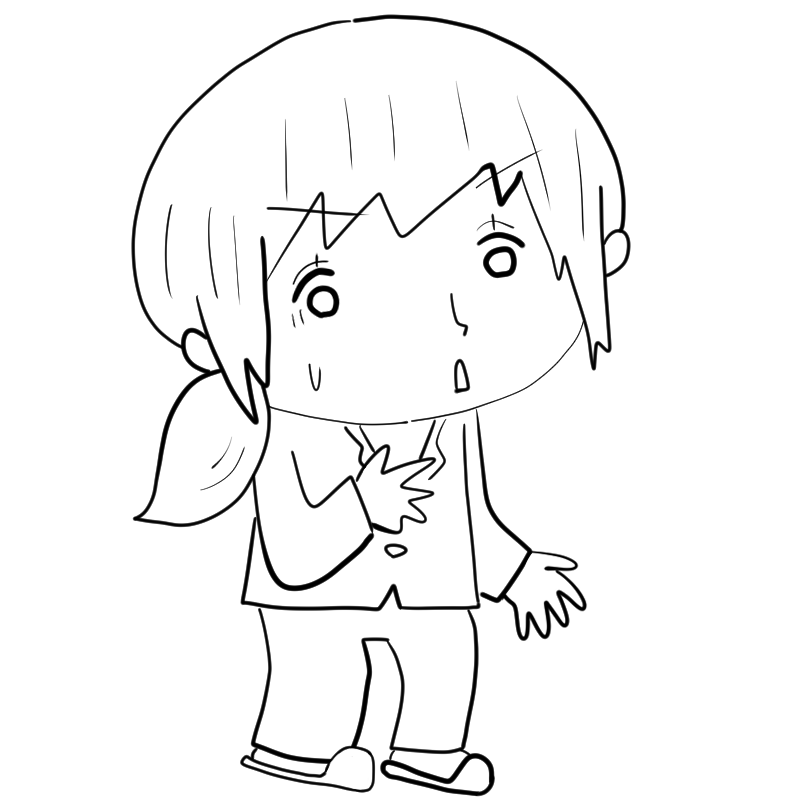 驚く入院患者の女性のかわいいぬり絵