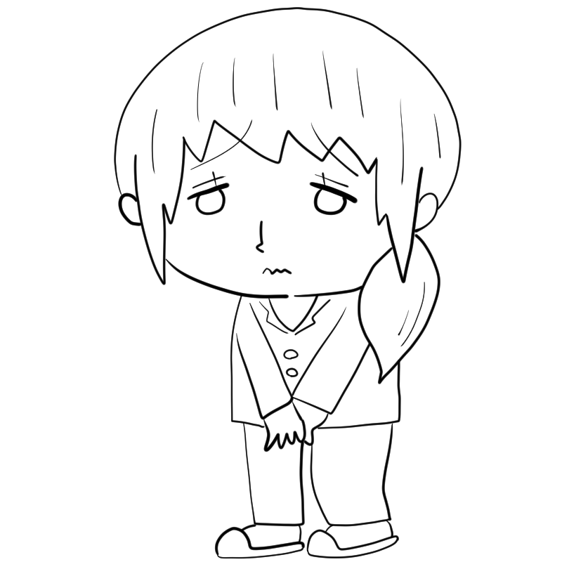 困る入院患者の女性のかわいいぬり絵