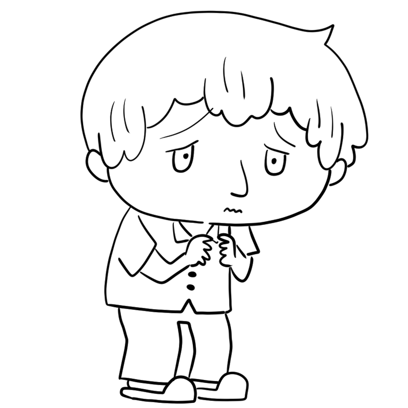 困る男性の入院患者のかわいいぬり絵