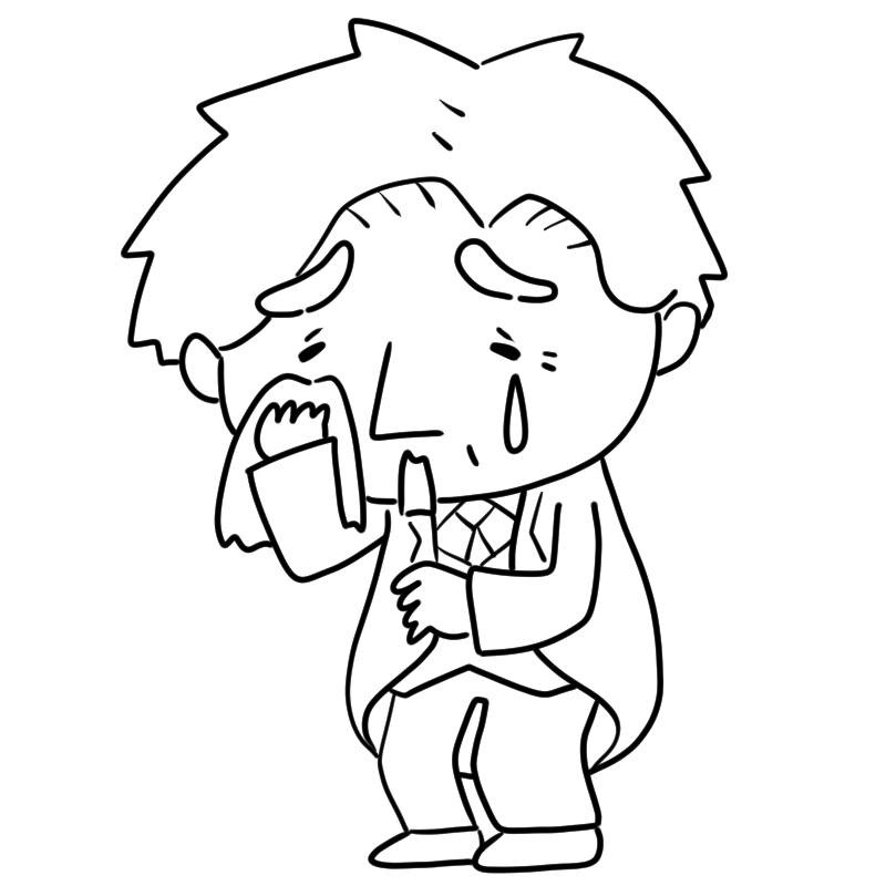 泣く初老の執事のかわいいぬり絵