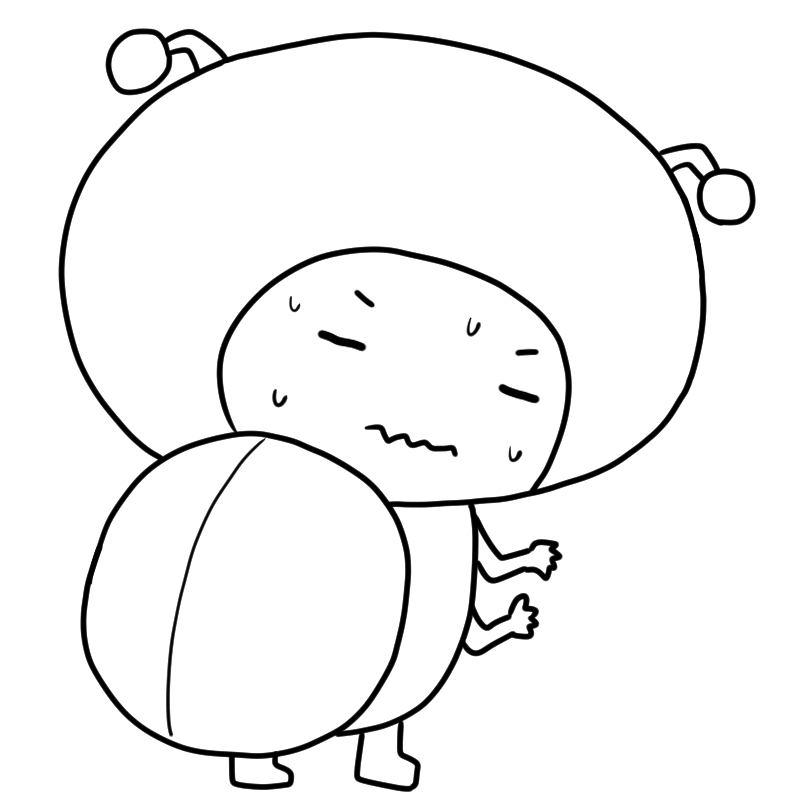 緊張するてんとう虫のかわいいぬり絵