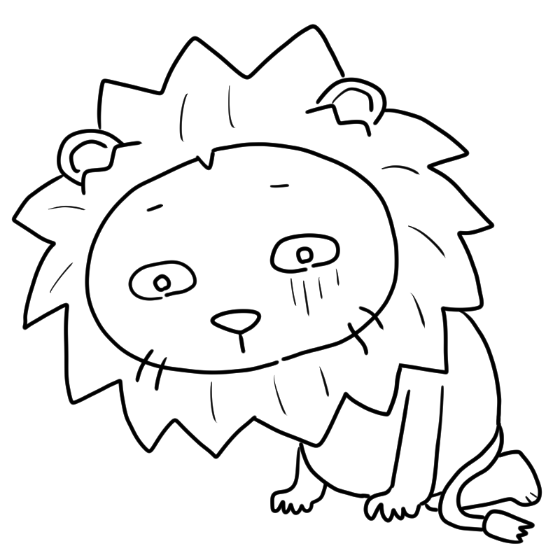 元気がないライオンのかわいいぬり絵