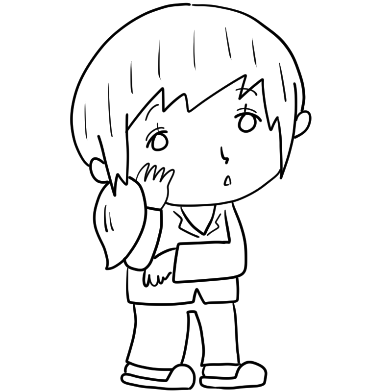 考えるパジャマの女性のかわいいぬり絵