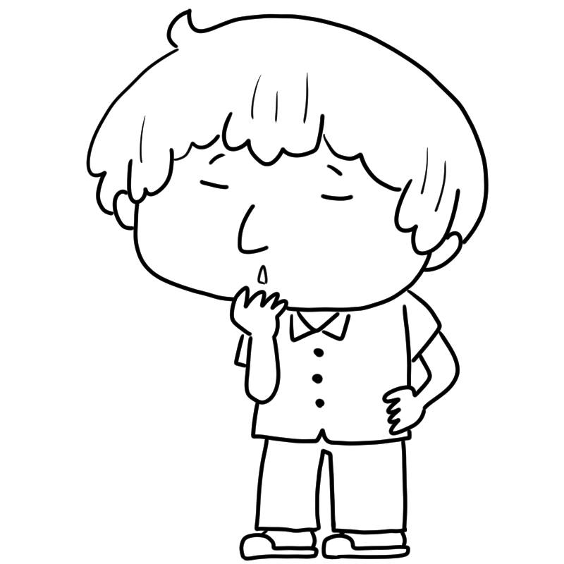 考えるパジャマの男性のかわいいぬり絵