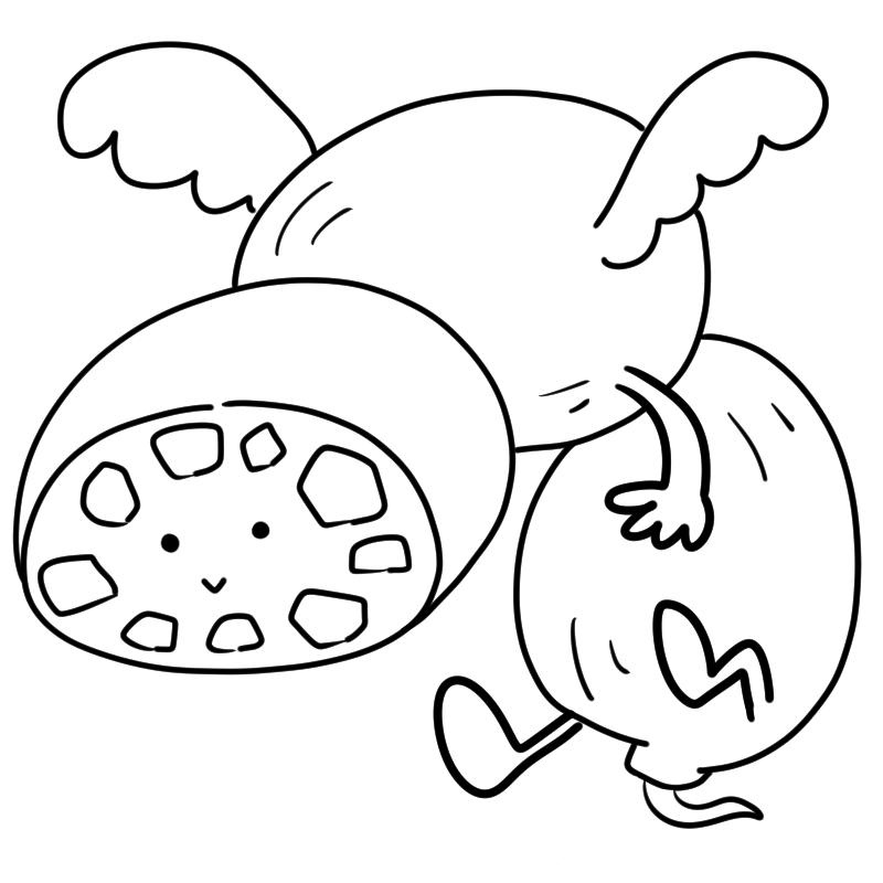 ふわふわ飛んでる３節のレンコンのかわいいぬり絵