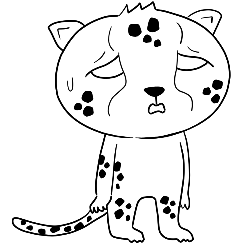 困るチーターのかわいいぬり絵