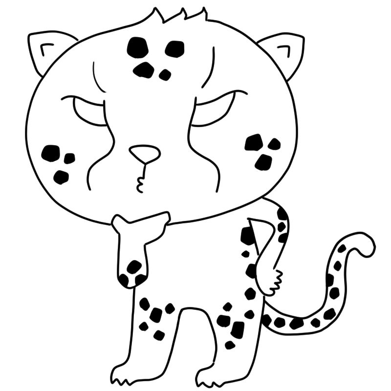 考えるチーターのかわいいぬり絵