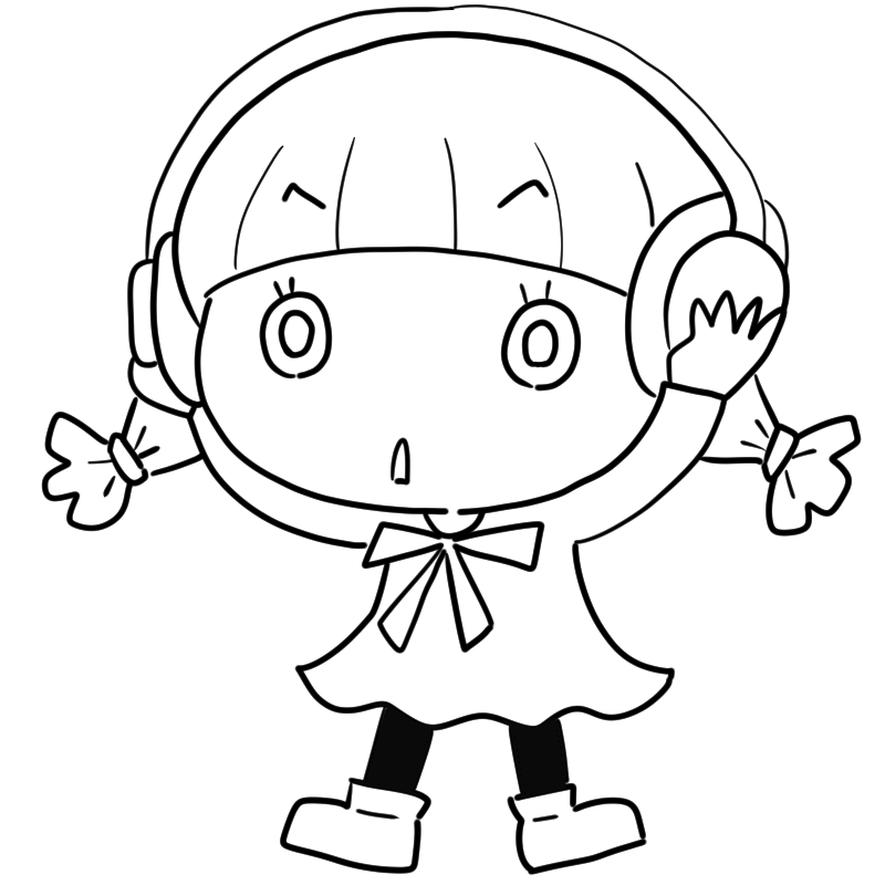 驚くヘッドホンの女の子のかわいいぬり絵