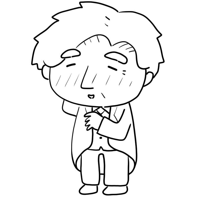 照れる老齢の執事のかわいいぬり絵