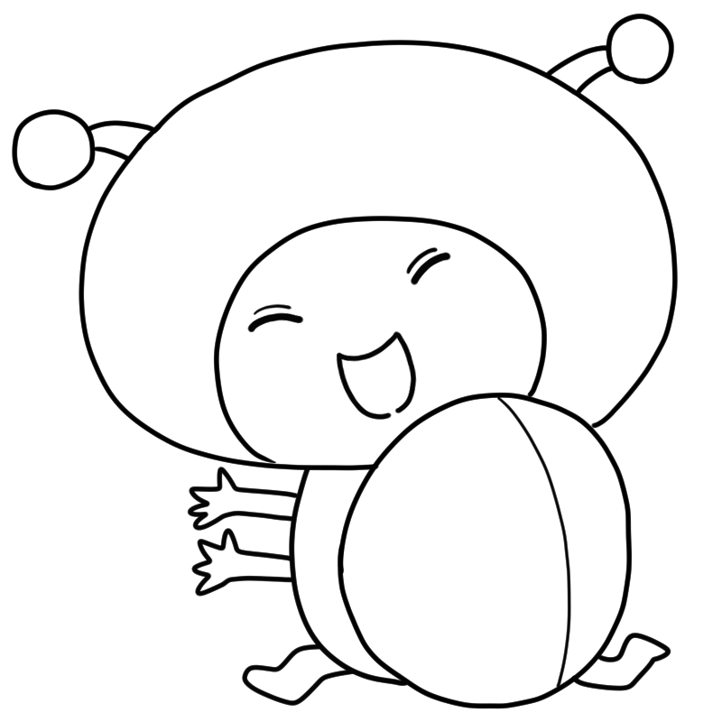 喜ぶてんとう虫のかわいいぬり絵