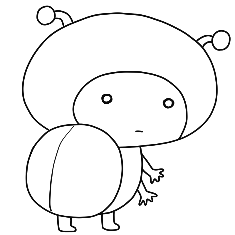 無表情のてんとう虫のかわいいぬり絵