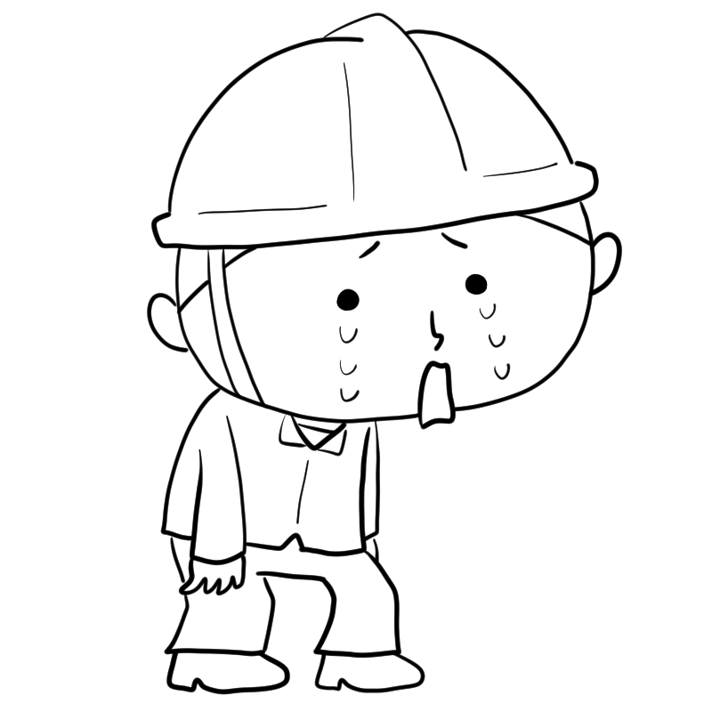 泣くヘルメットの作業員のかわいいぬり絵