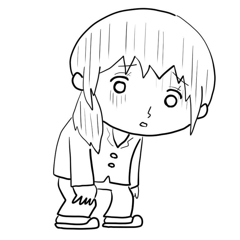 落ち込むパジャマの女性のかわいいぬり絵