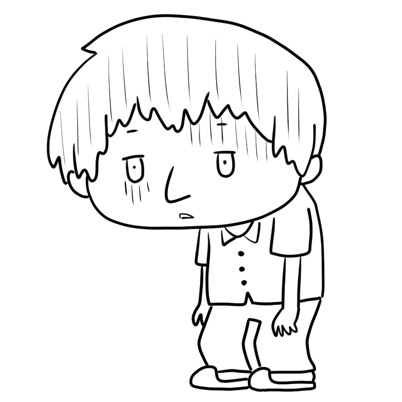 落ち込むパジャマの男性のかわいいぬり絵
