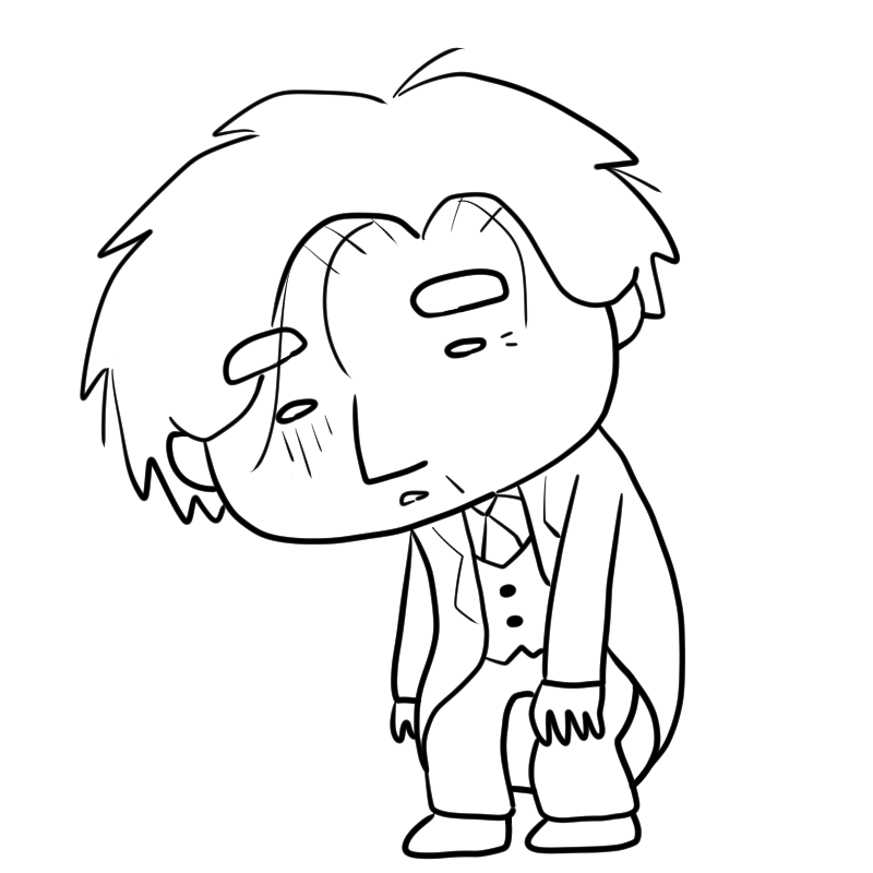 落ち込むベテラン執事のかわいいぬり絵