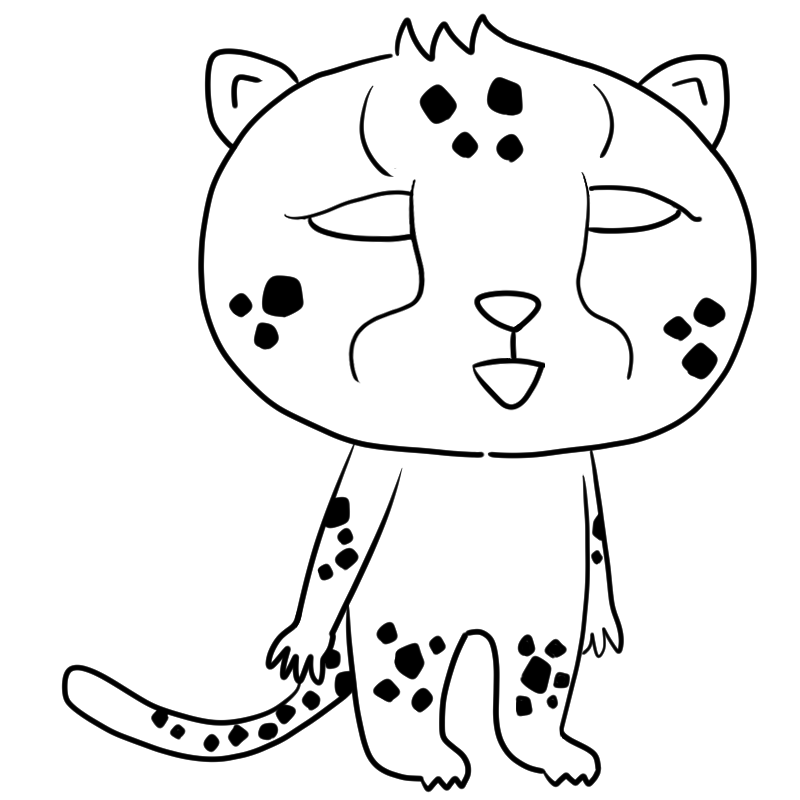 微笑むチーターのかわいいぬり絵