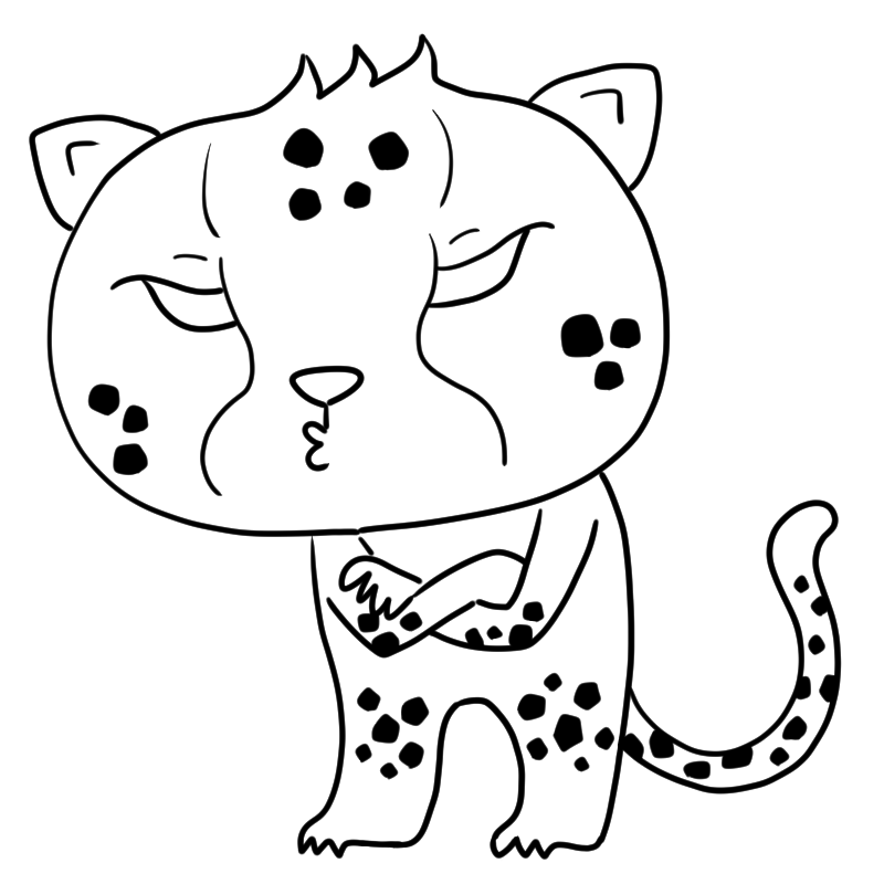 悩むチーターのかわいいぬり絵