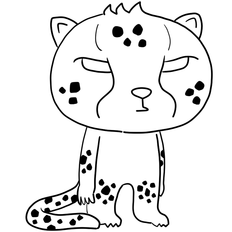 憮然とするチーターのかわいいぬり絵