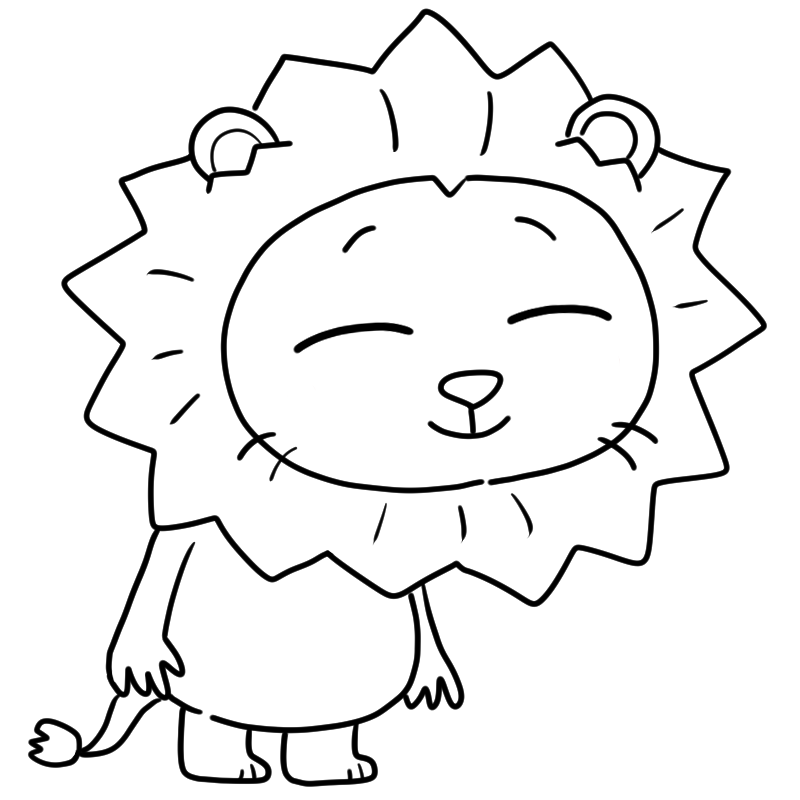 笑うライオンのかわいいぬり絵