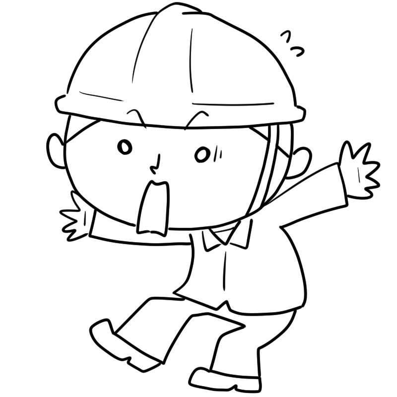 驚く現場作業員のかわいいぬり絵