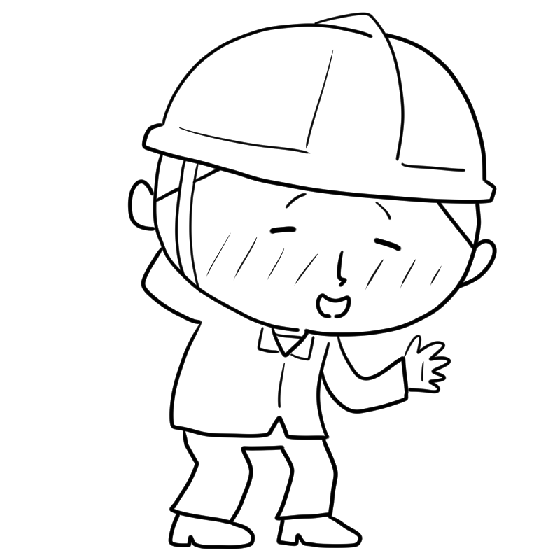照れる男性作業員のかわいいぬり絵