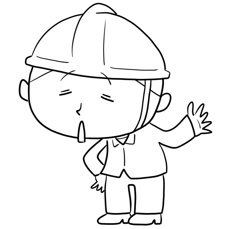 呆れる現場作業員のかわいいぬり絵