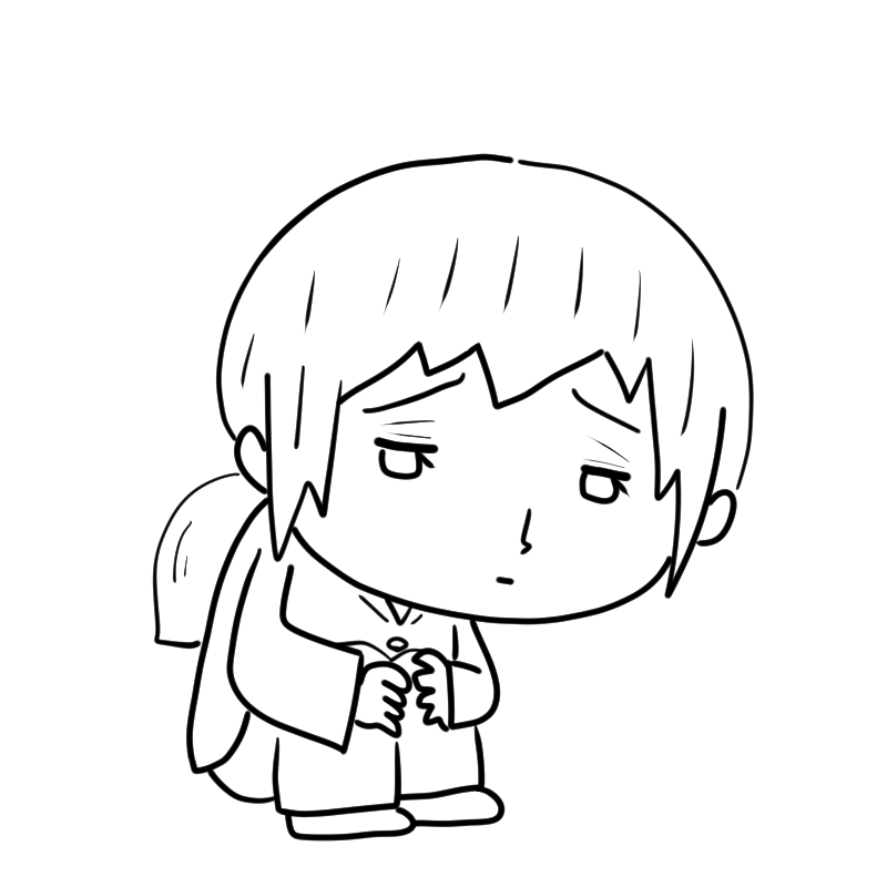 寂しそうな入院患者の女性のかわいいぬり絵