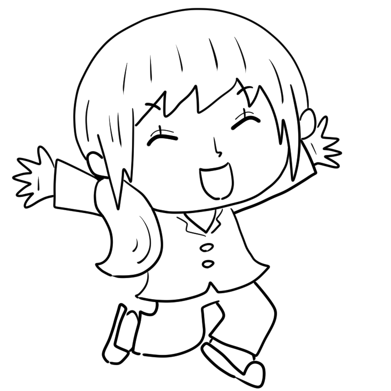 嬉しそうなパジャマの女性のかわいいぬり絵