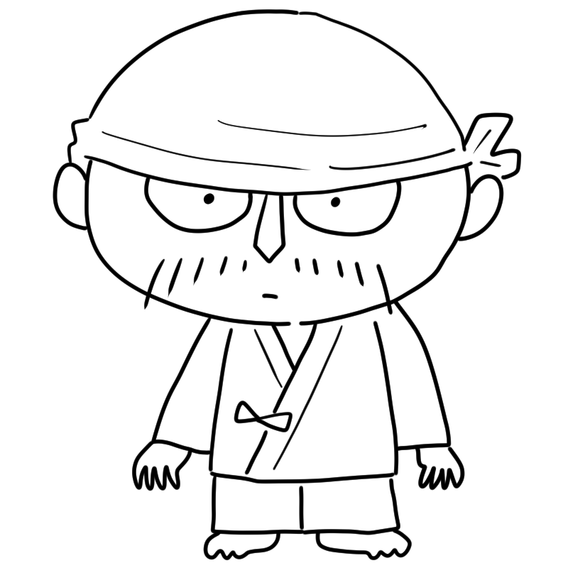 無表情の作務衣の職人のかわいいぬり絵