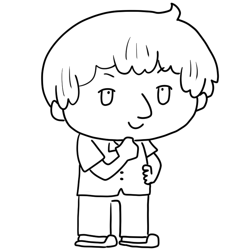 喜ぶ入院中の男性のかわいいぬり絵