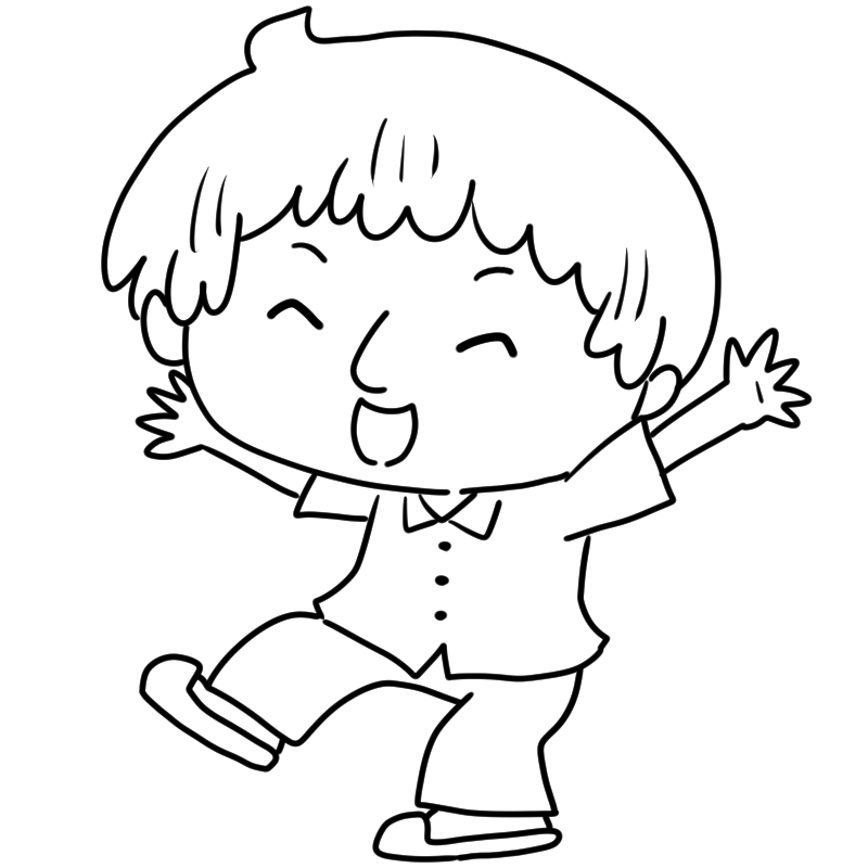 喜ぶ入院患者の男性のかわいいぬり絵