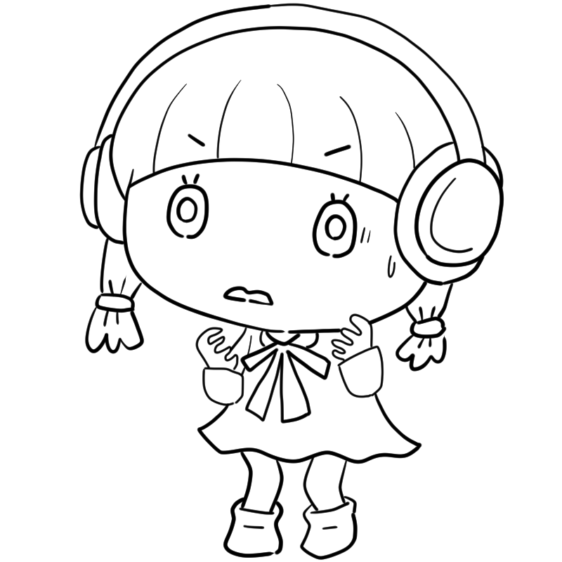 動揺するヘッドホンの女の子のかわいいぬり絵