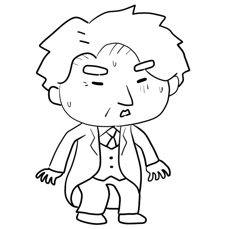 動揺する初老の執事のかわいいぬり絵