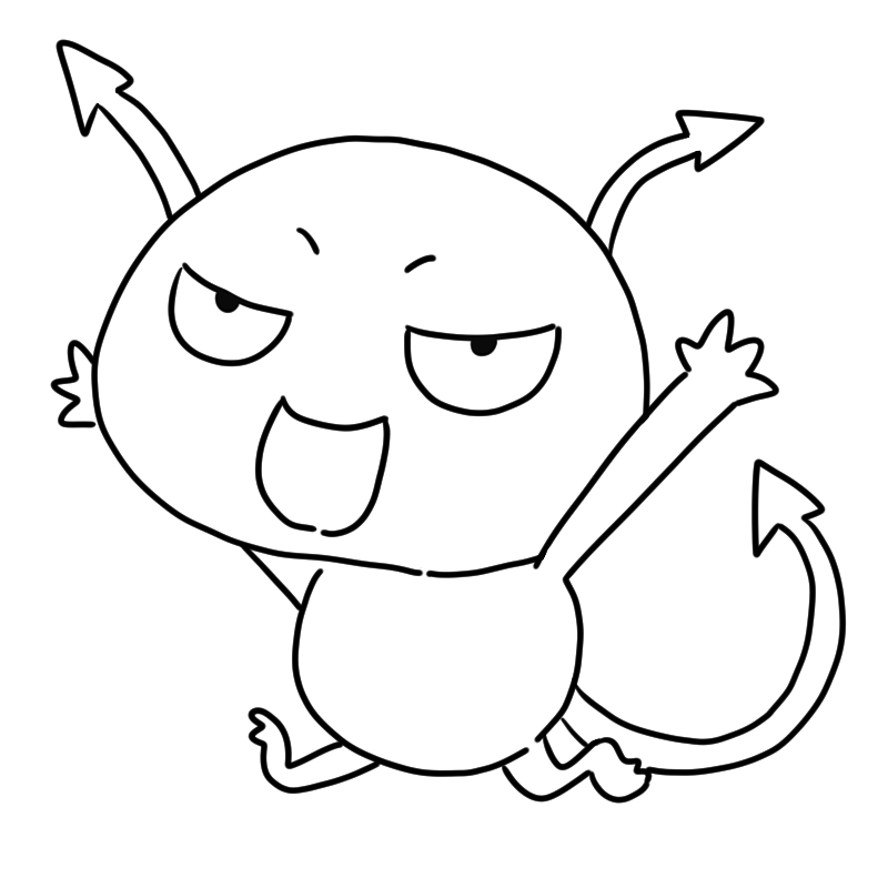 活発に動く悪玉菌のかわいいぬり絵