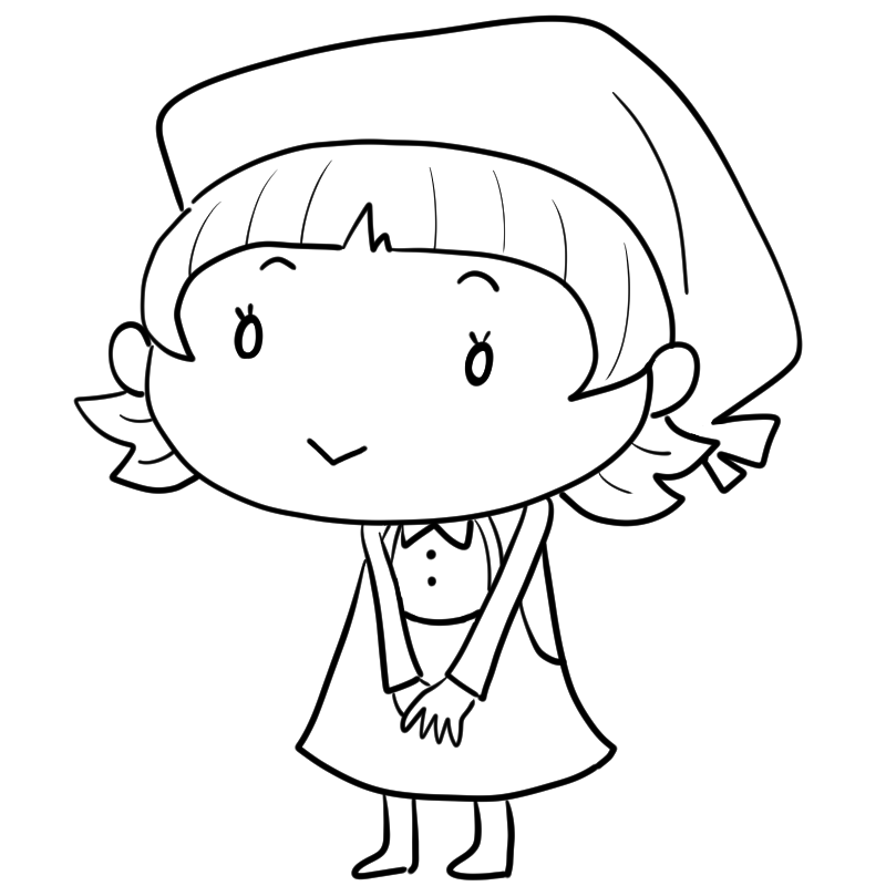 微笑む三角巾の女性店員のかわいいぬり絵