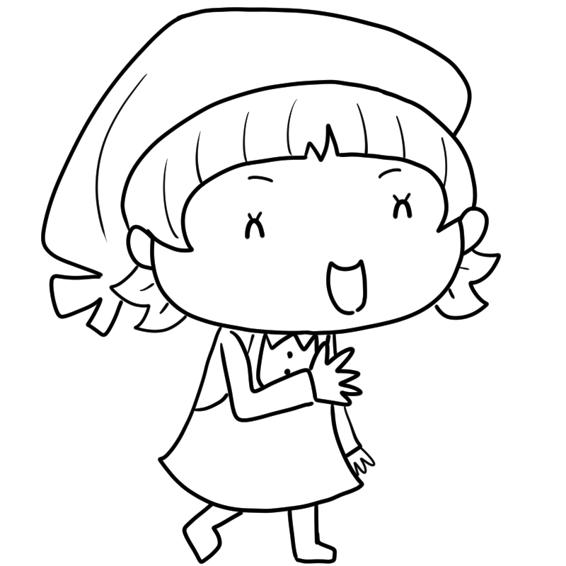 楽しそうな女性店員のかわいいぬり絵