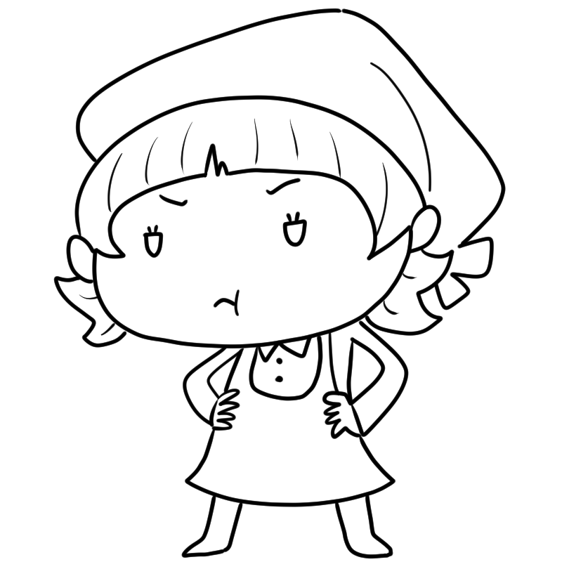 怒る女性店員のかわいいぬり絵