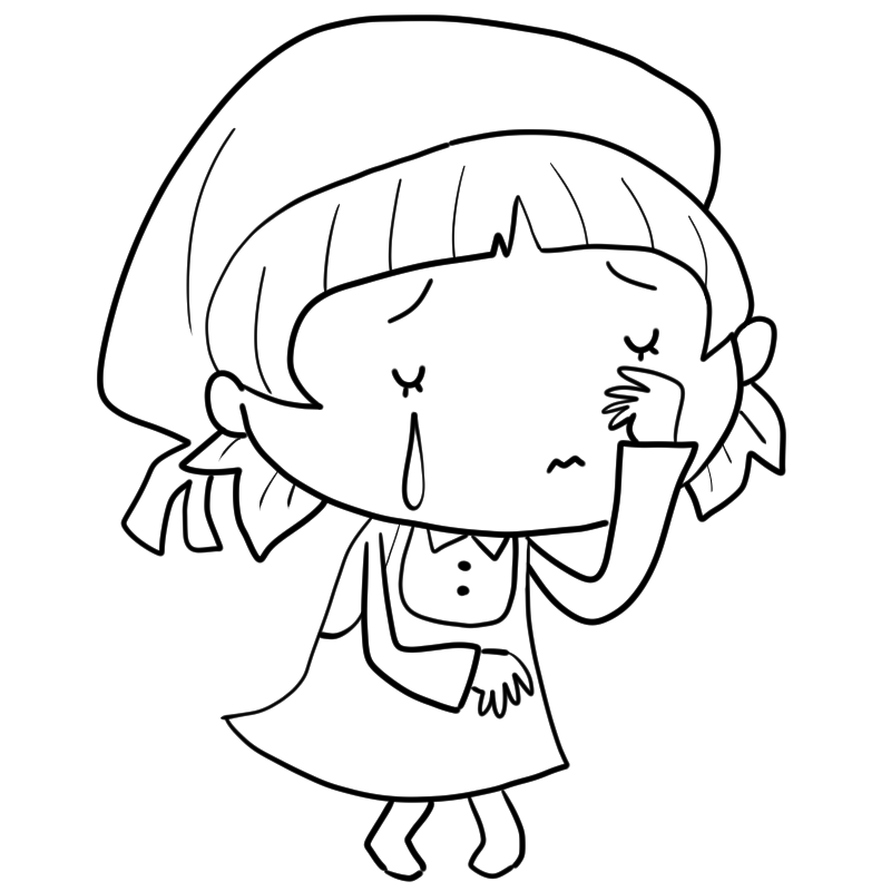 泣くパート主婦のかわいいぬり絵