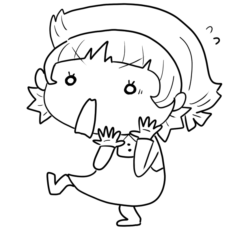 驚くパート店員のかわいいぬり絵