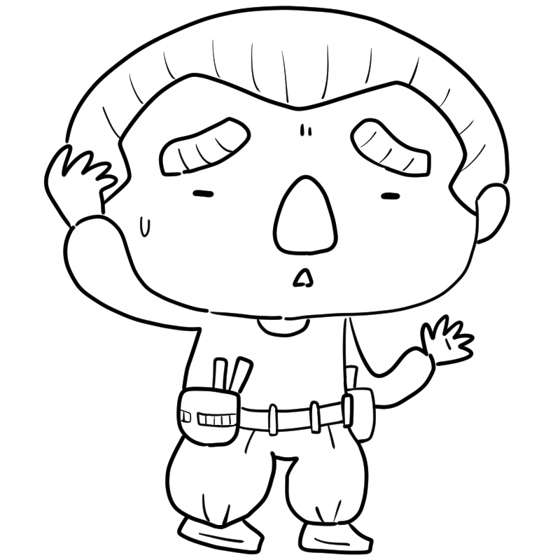困る大工さんのかわいいぬり絵
