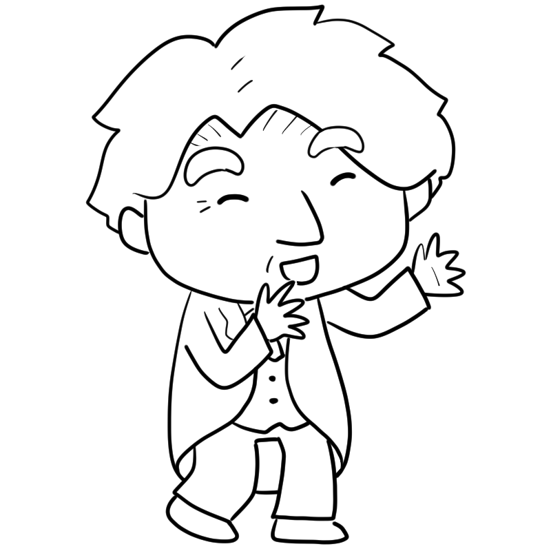 喜ぶ執事のかわいいぬり絵